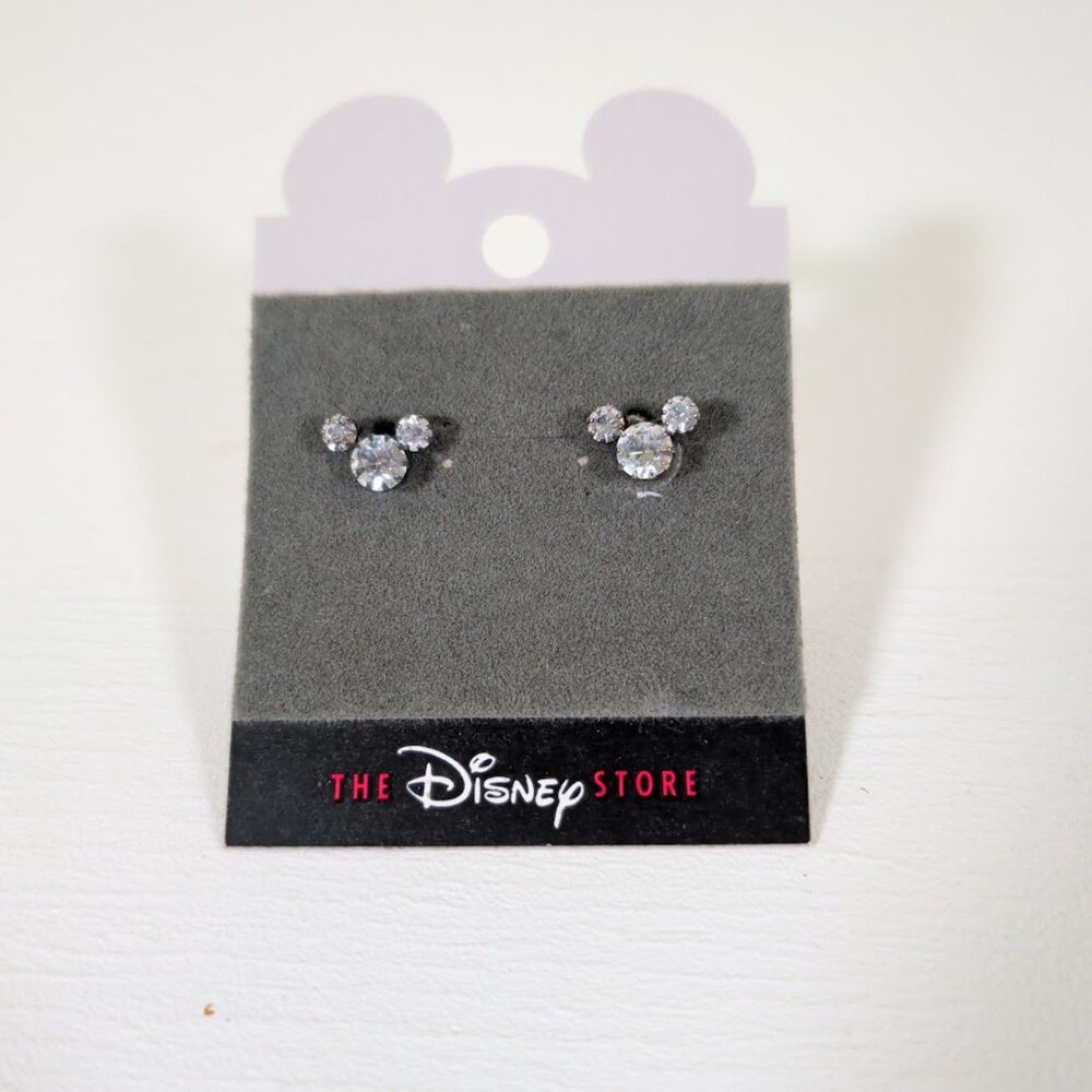 Official Disney Store Mickey Mouse Icon Crystal Stud Earrings - Silver-Tone